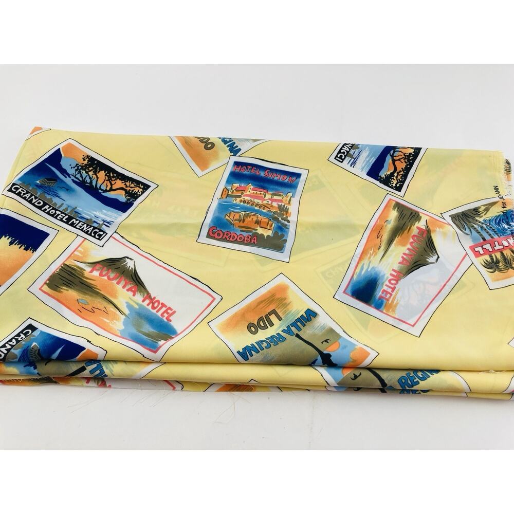 JoAnn Fabrics Yellow Hotels of the World Fabric 5 yards Beaches Italy Spain Japa - Picture 6 of 10